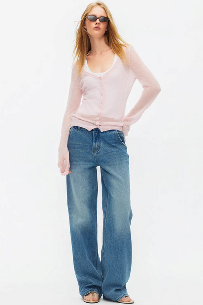 Silk Wool Hollow-Out Cardigan