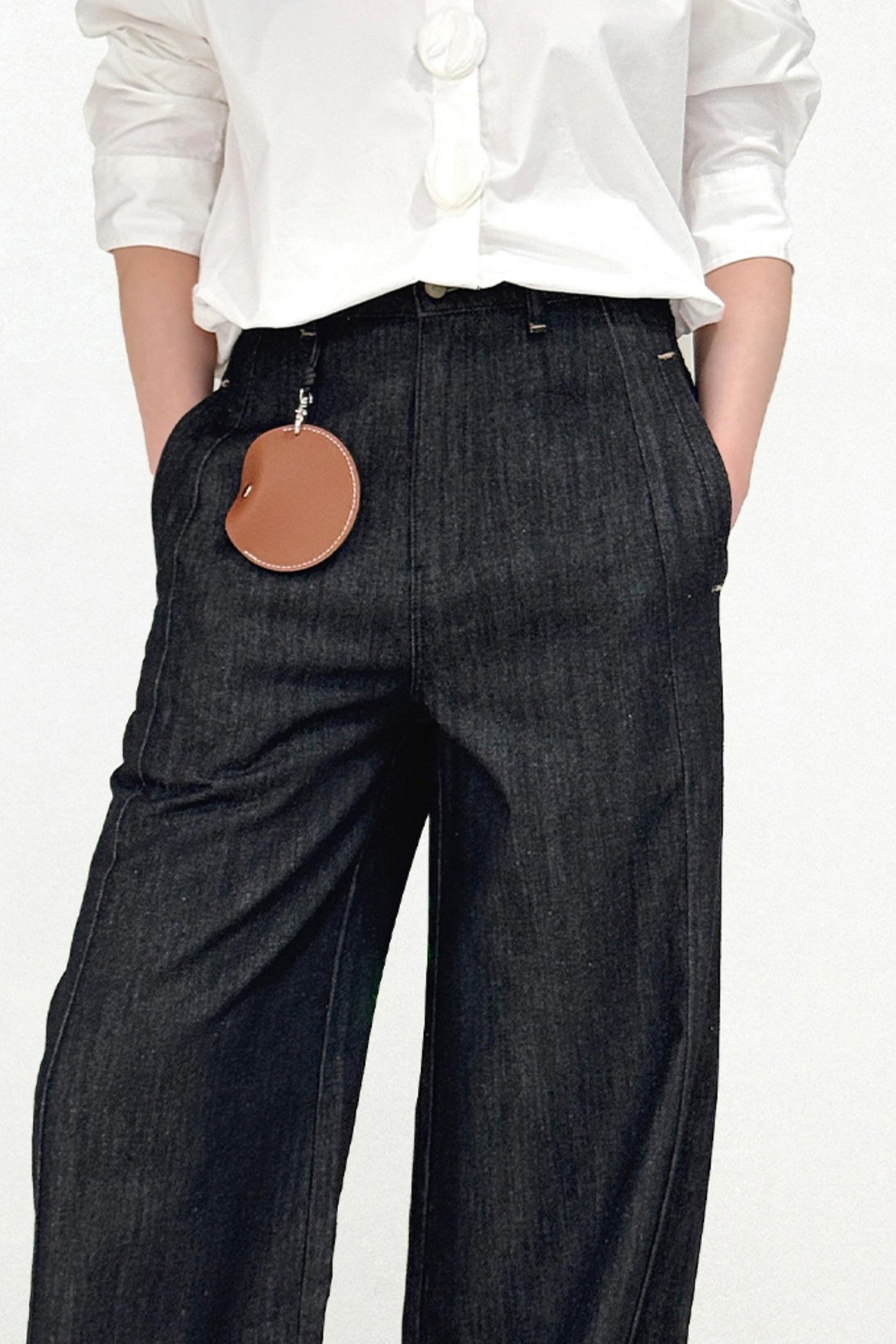 High Waist Split Straight Jeans