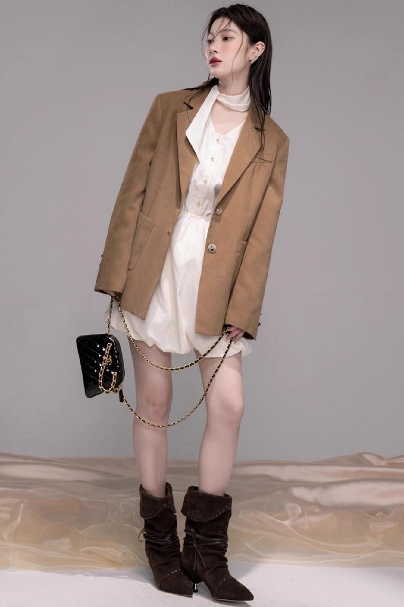 Autumn Velvet Brown Coat