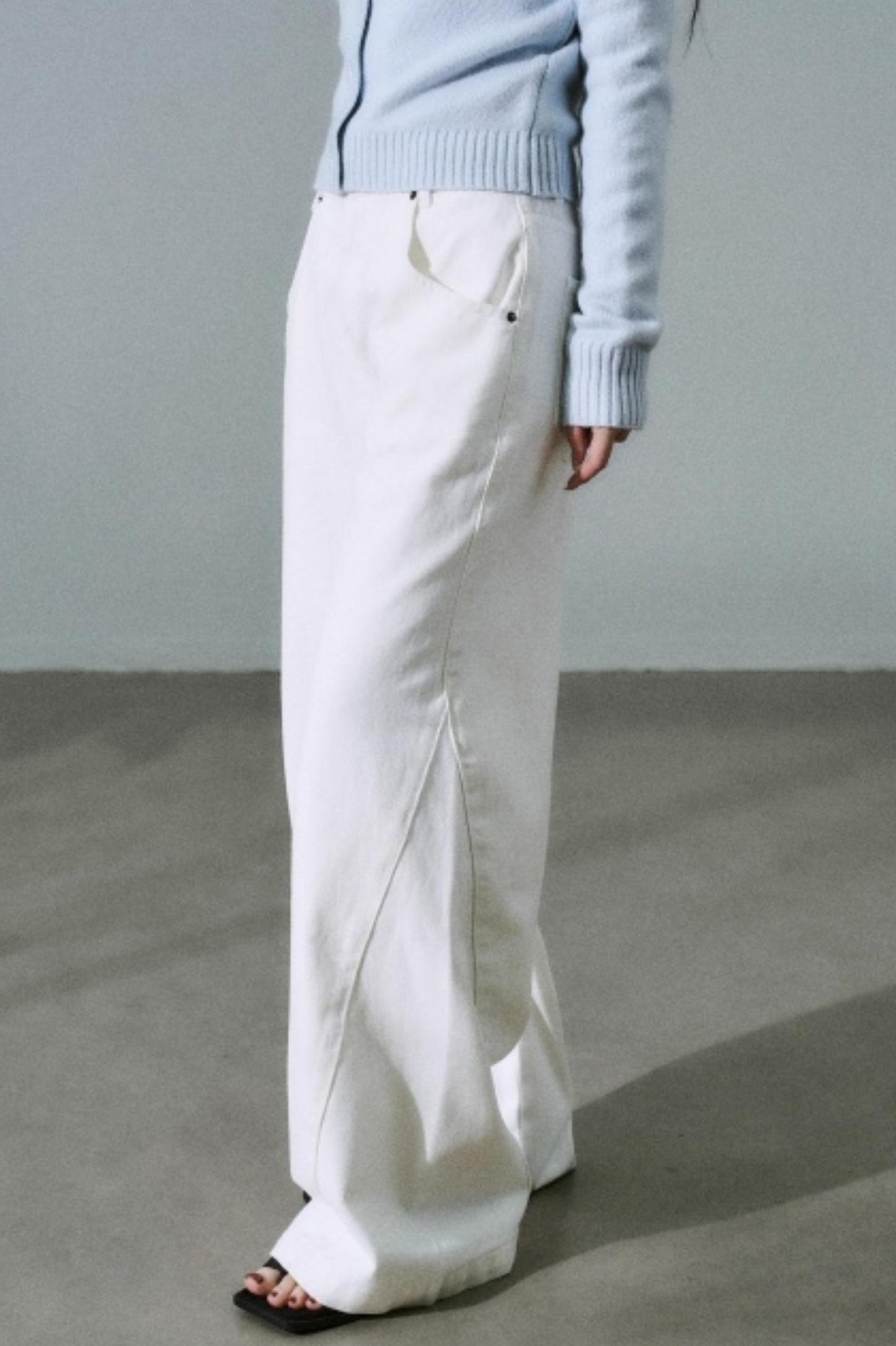 White Cotton Denim Pants