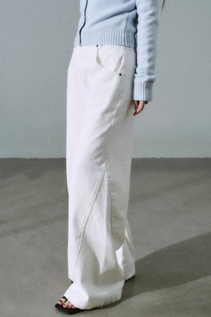 White Cotton Denim Pants