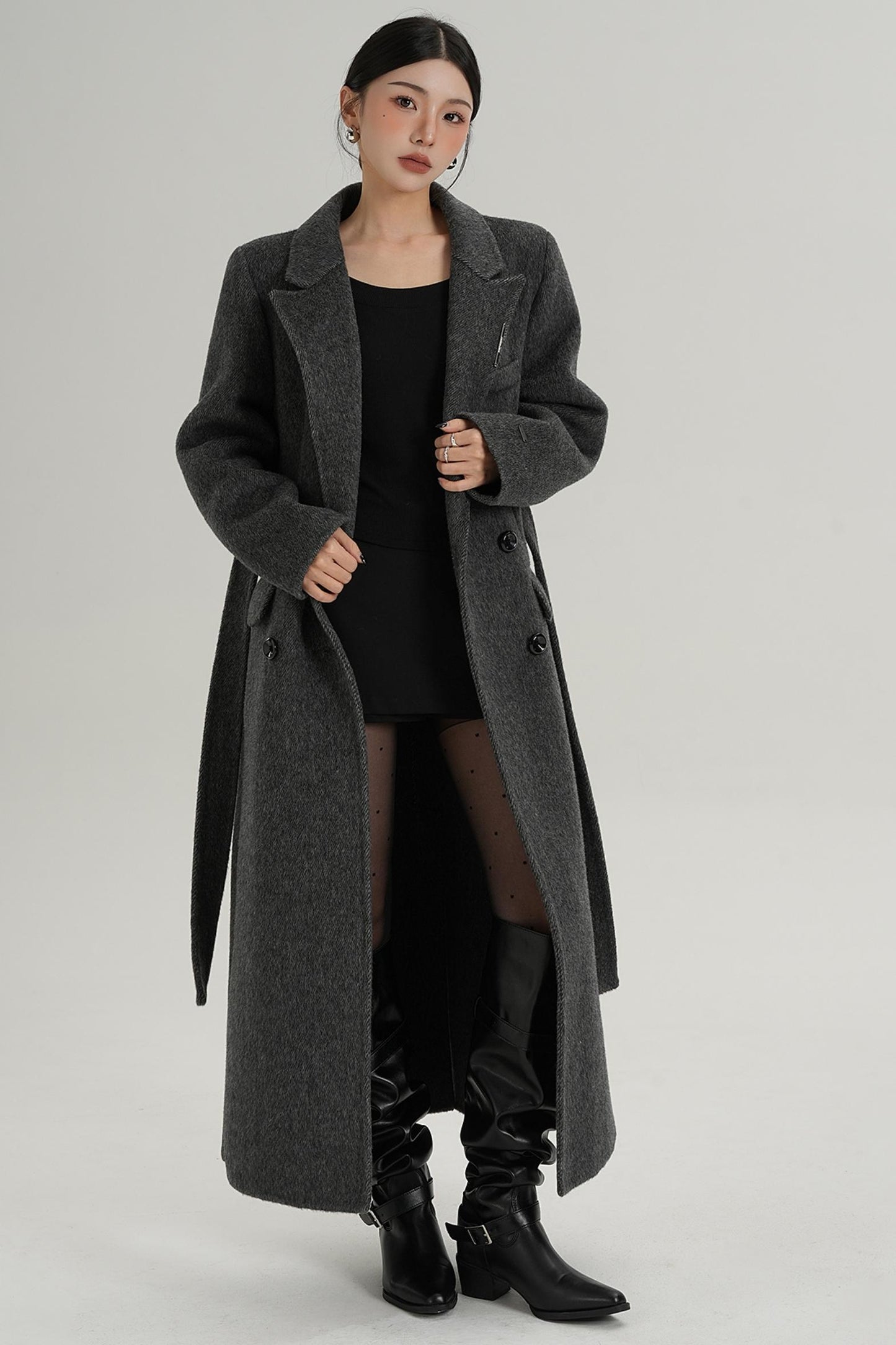 Wool Elegance Long Trench Coat