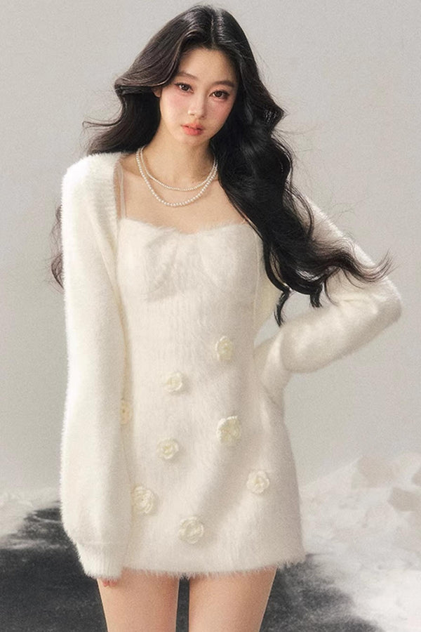 Three-Dimensional Floral Winter Dress