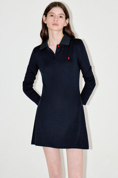 Slim Contrast Long Sleeve Dress