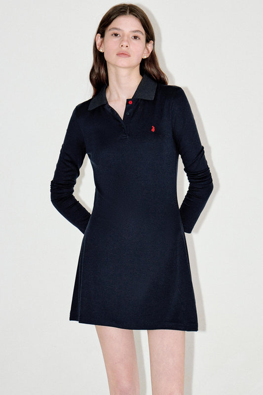 Slim Contrast Long Sleeve Dress