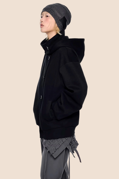 Retro Kapuzen-Sweatshirtjacke