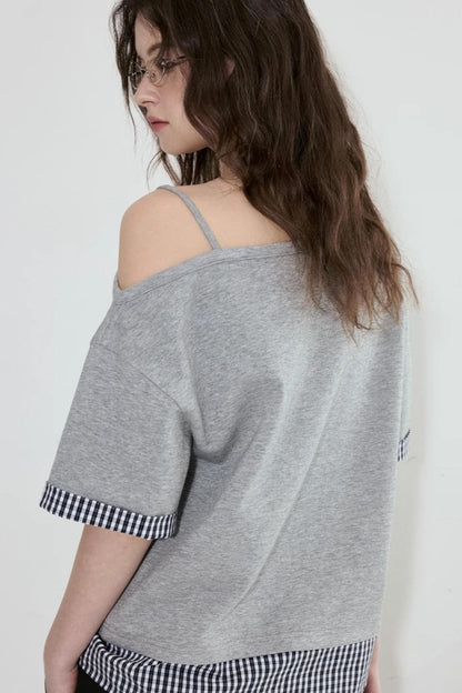 Gray One-Shoulder Tee