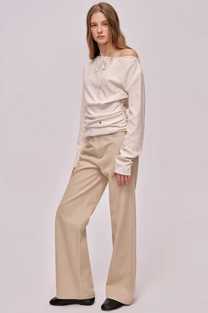 Custom-Dyed Apricot Denim Pants
