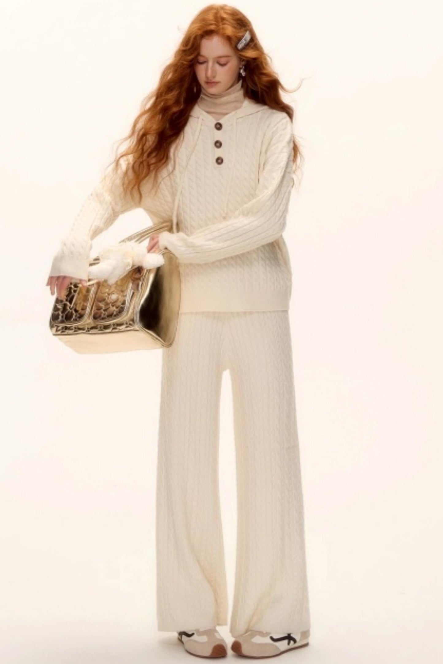 Wool Blend Hooded Knit Set-Up