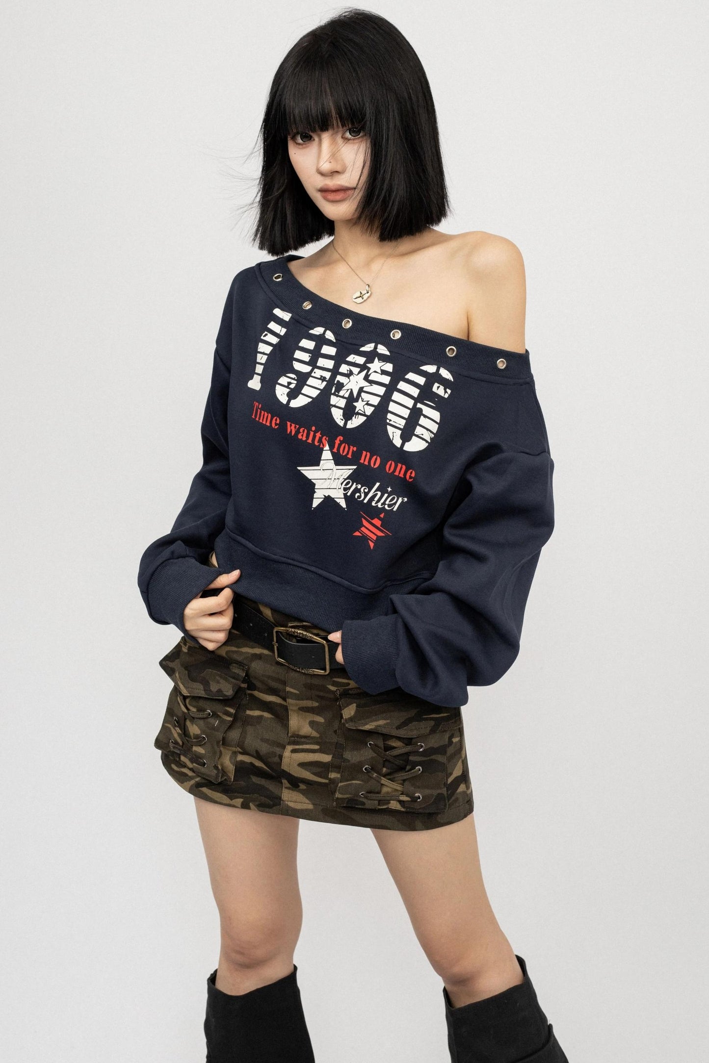 Vintage Spice schulterfreies T-Shirt