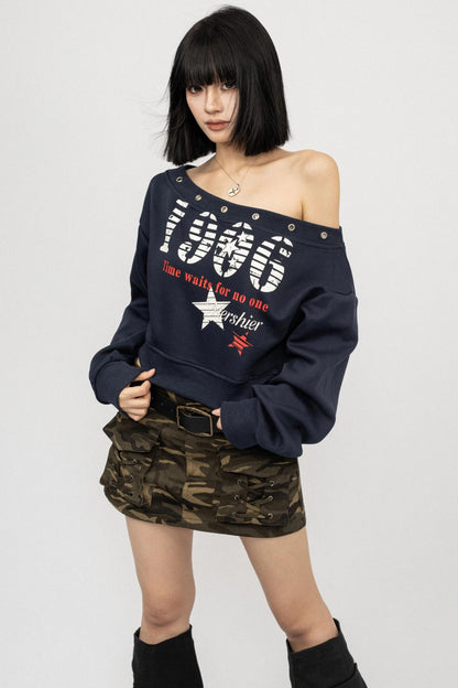 Vintage Spice schulterfreies T-Shirt