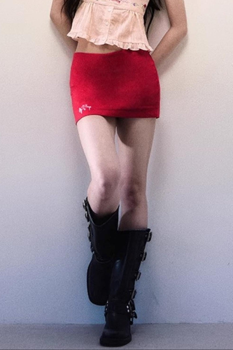 Pink Linen Mini Skirt