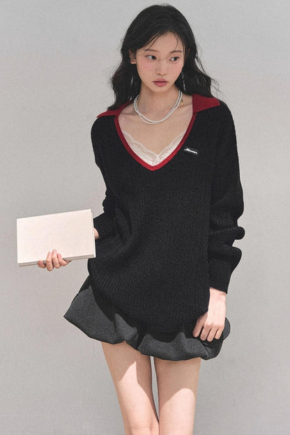 American College Wool V-Neck Sweater