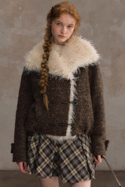 Vintage Wool Stand-Up Collar Short Jacket