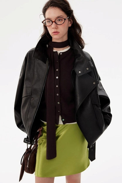 Windproof Pebbled Leather Jacket