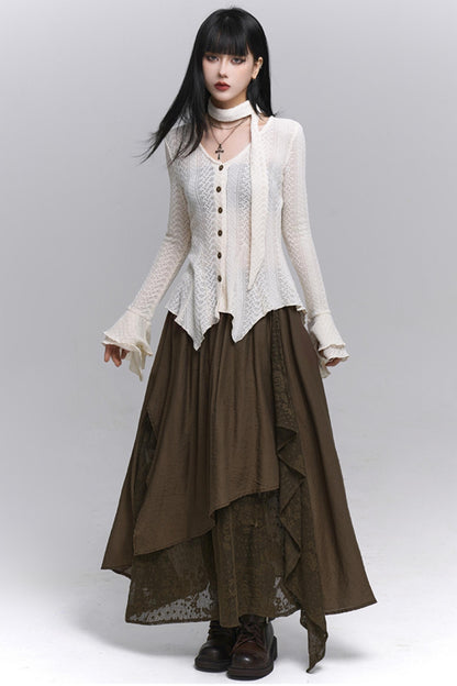 Artistic Brown Long Skirt