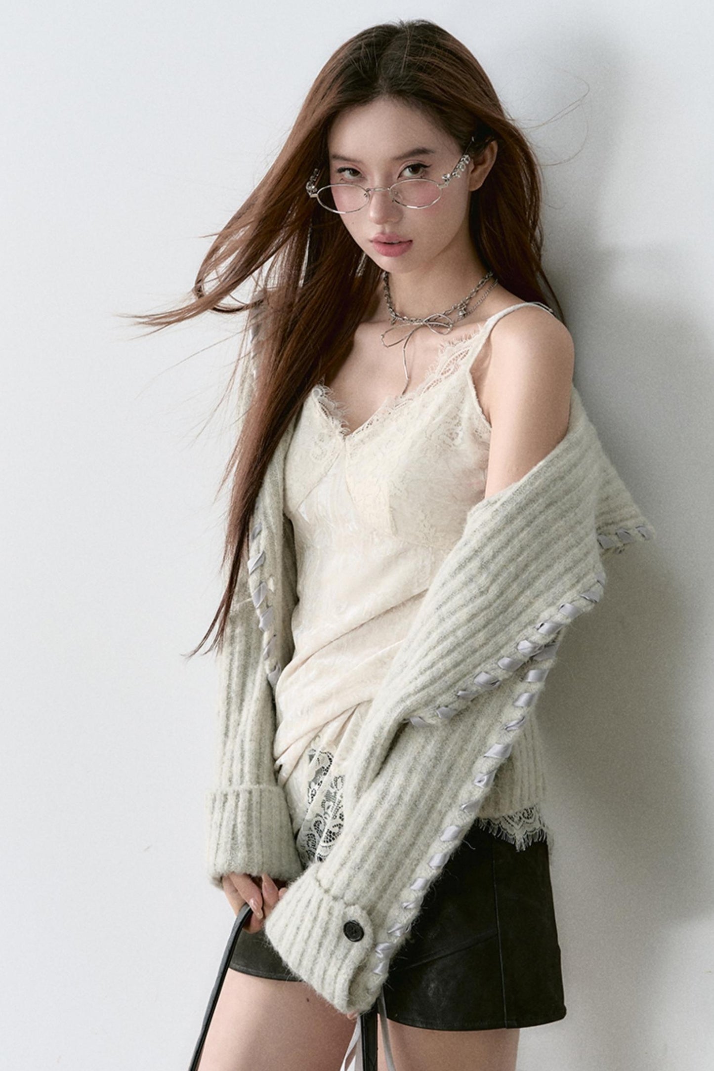 Big Lapel Alpaca Knit Cardigan