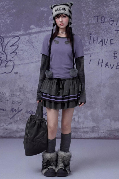 Black and Purple Two-Piece Top