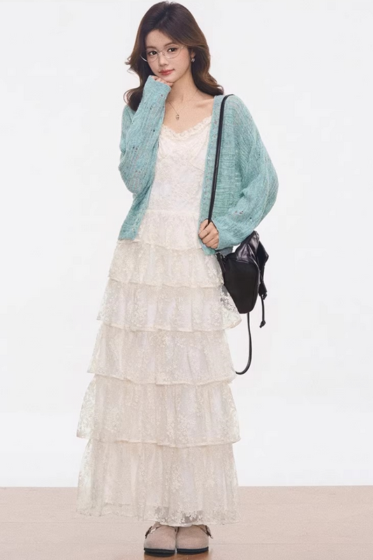 Mint Green Lace Dress Set-Up