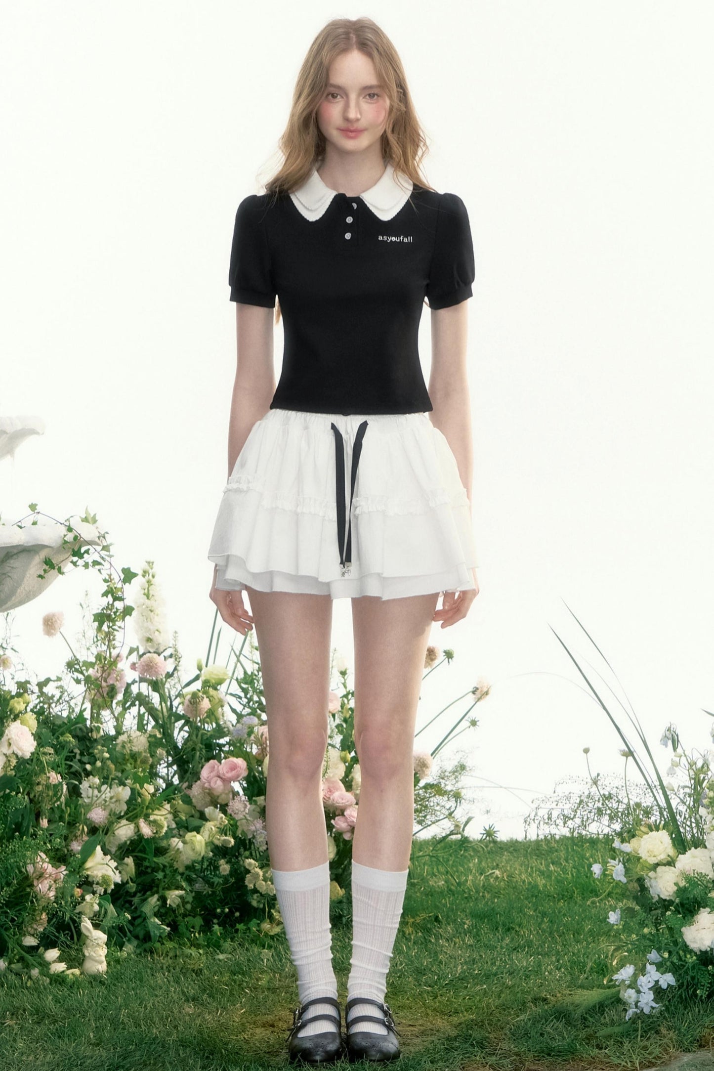 Slim Waist Cropped Polo Shirt