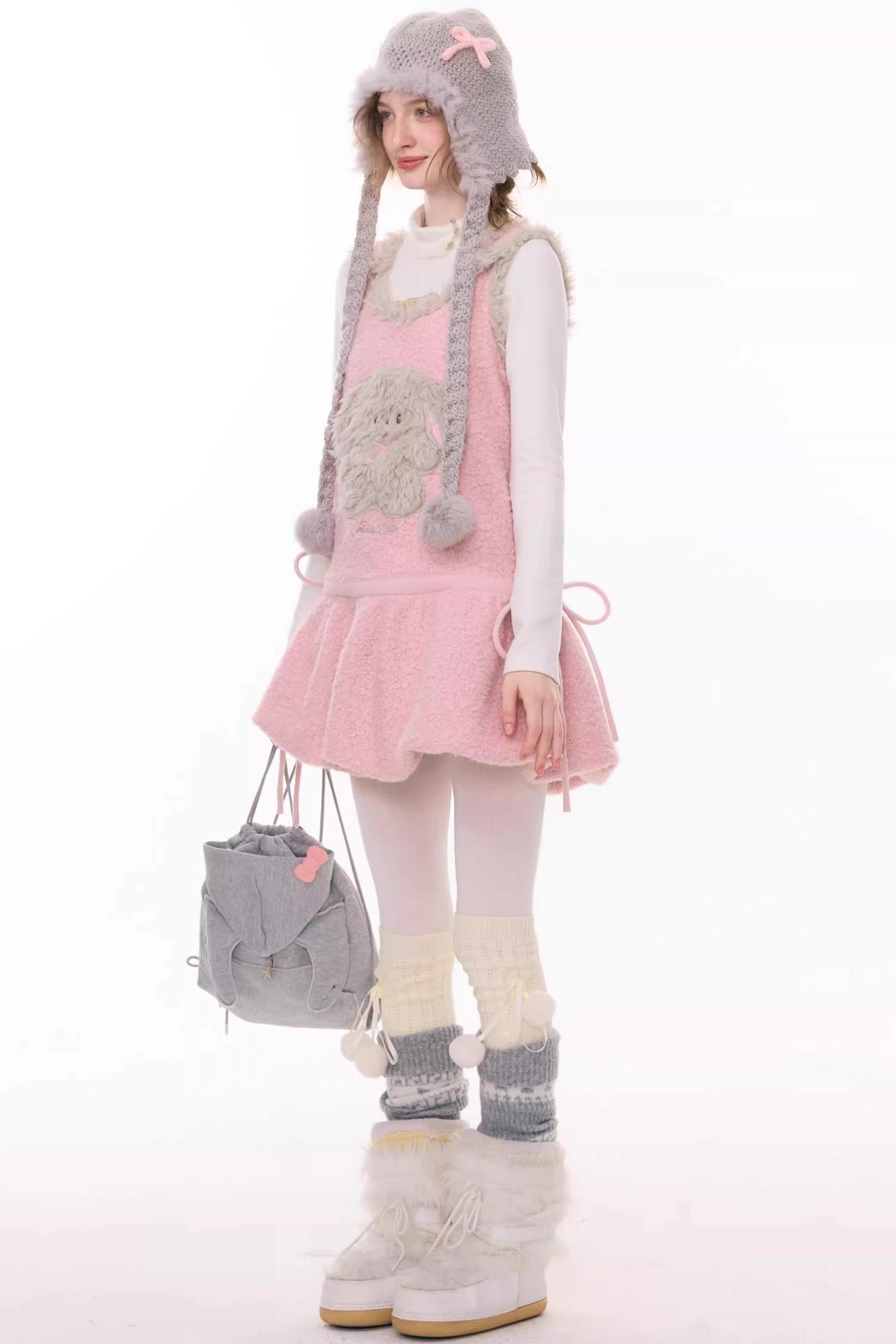 Pink Mist Plush Vest Dress