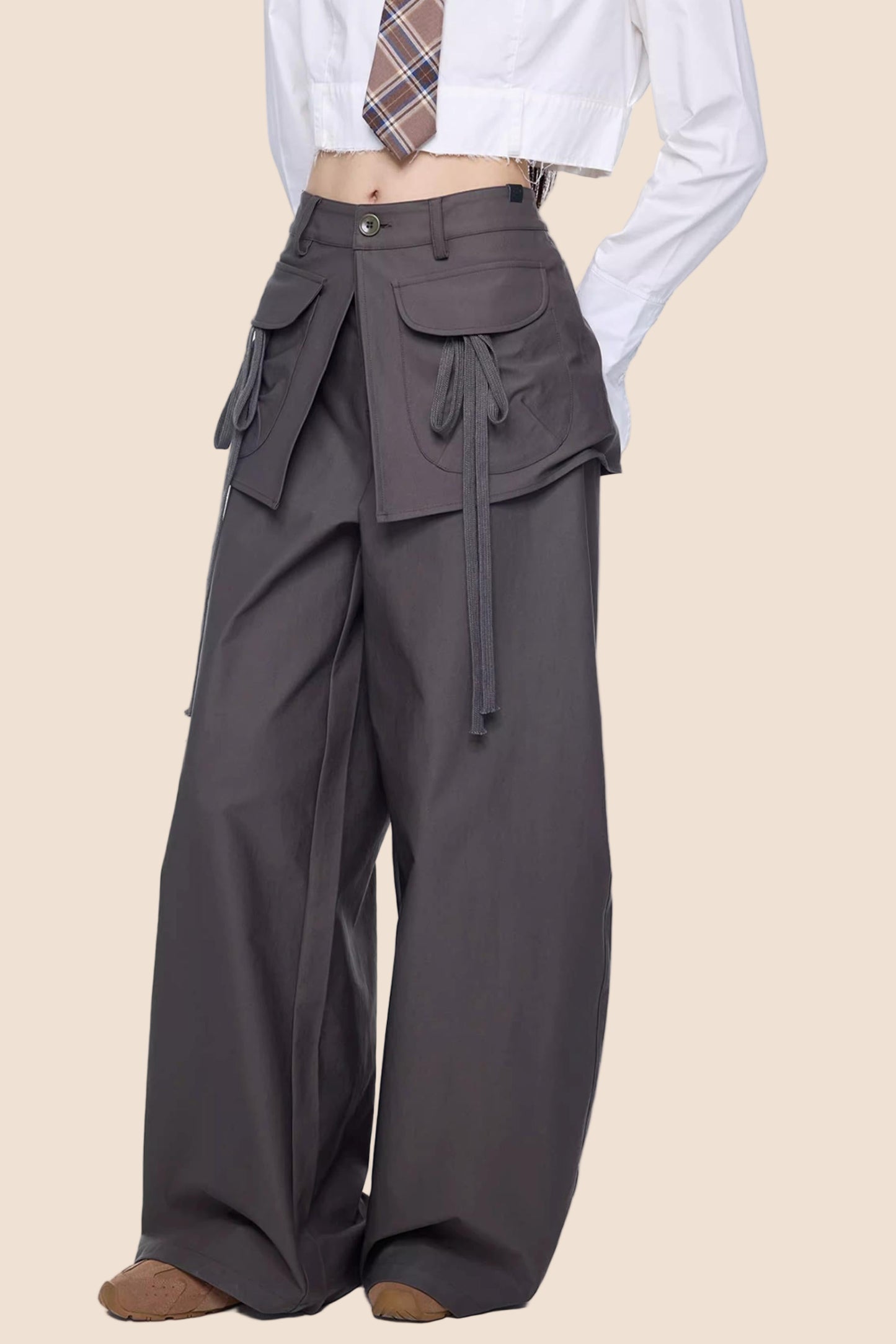 Patchwork Drapey Wide-Leg Pants