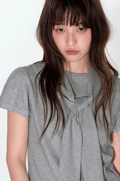 Navy Lace Short Sleeve Cinched Waist Top Set-Up