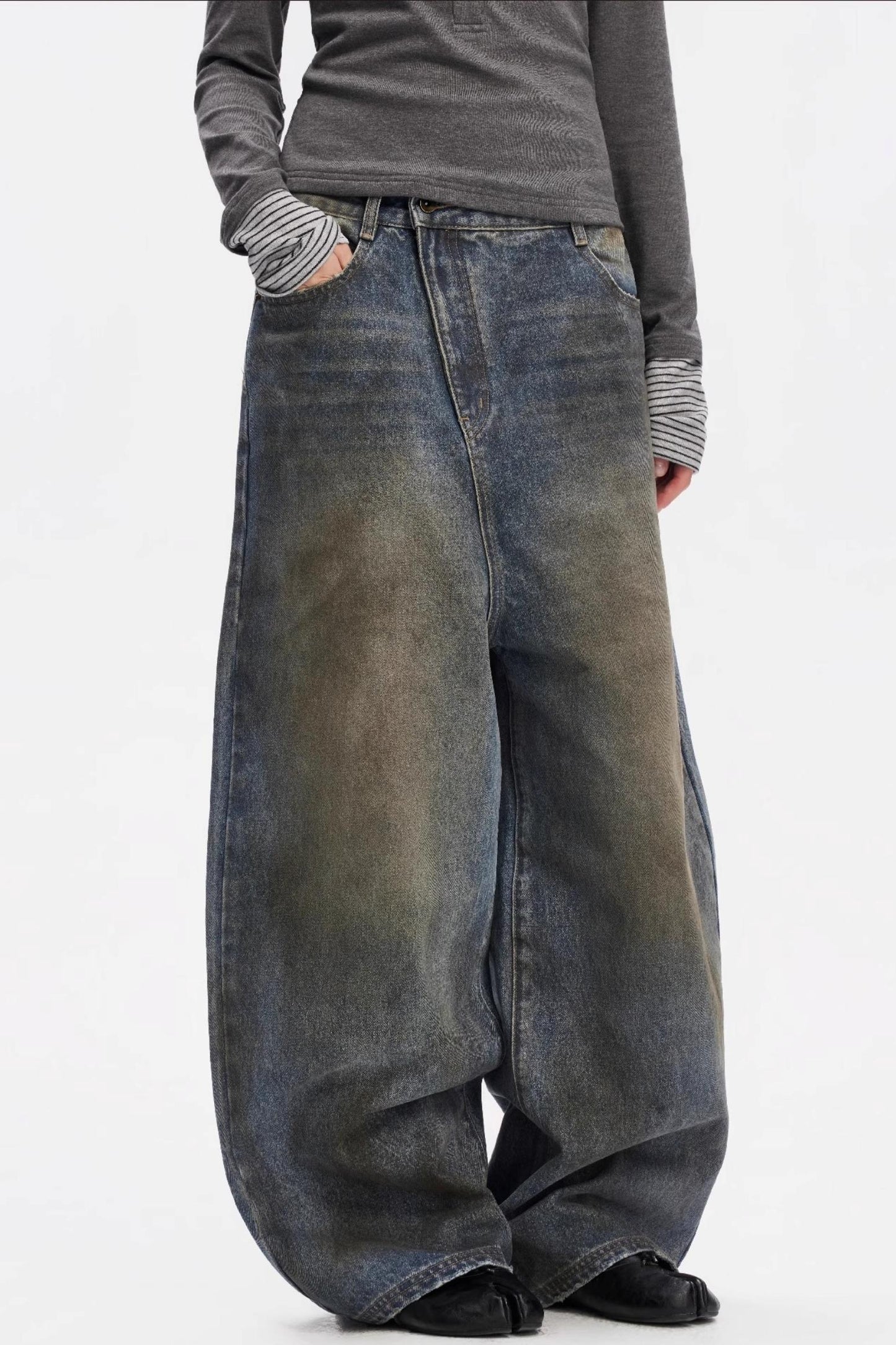 Vintage Yellow Distressed Jeans