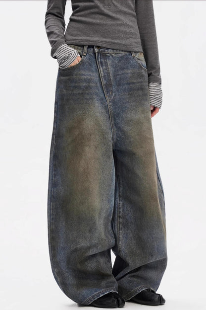 Vintage Yellow Distressed Jeans