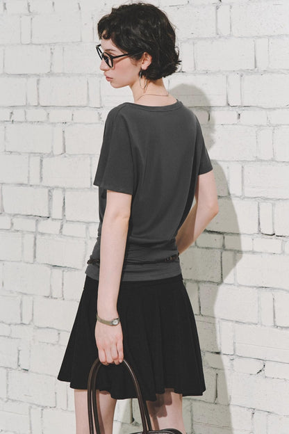 Effortless V-Neck Bat Sleeve Top