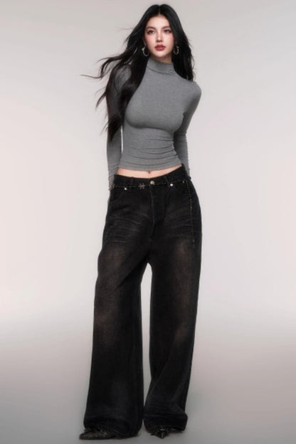 Light Distressed High-Waisted Jeans