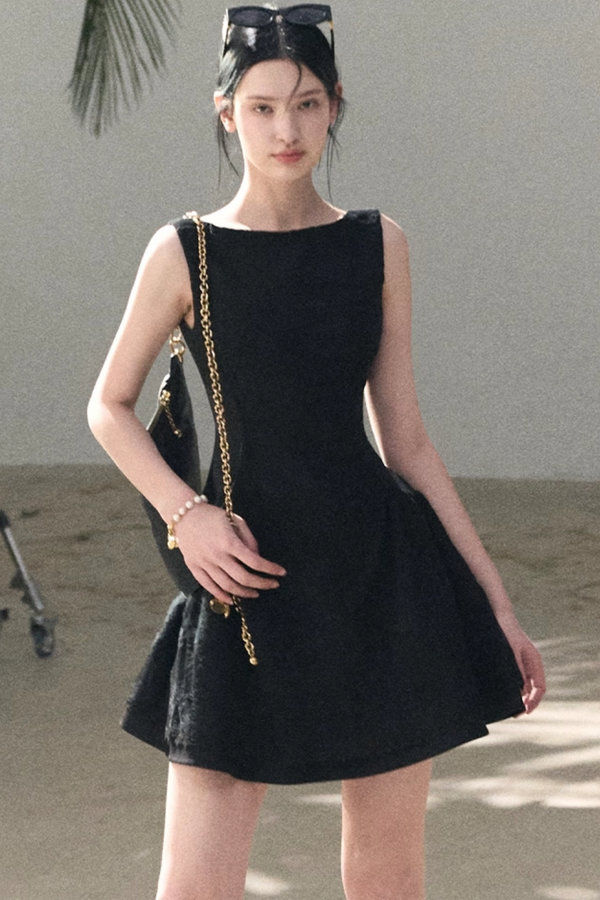 Wool Blend Embossed Floral Dress