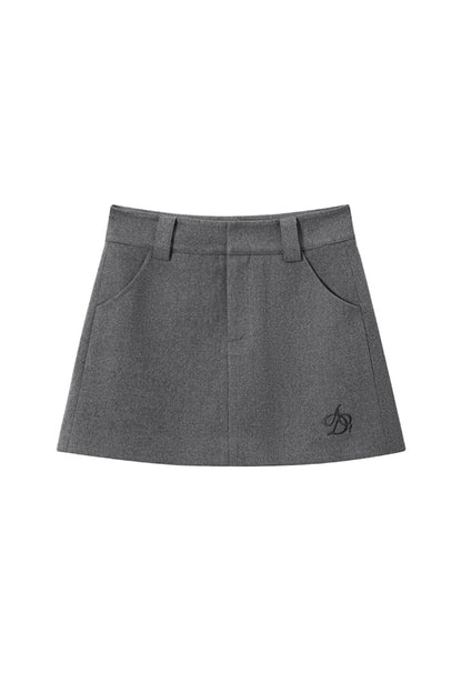 Slim High-Waisted Woolen Skirt