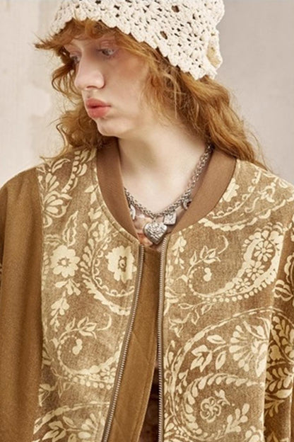 Cashew Print Long Sleeve Flight Jacket