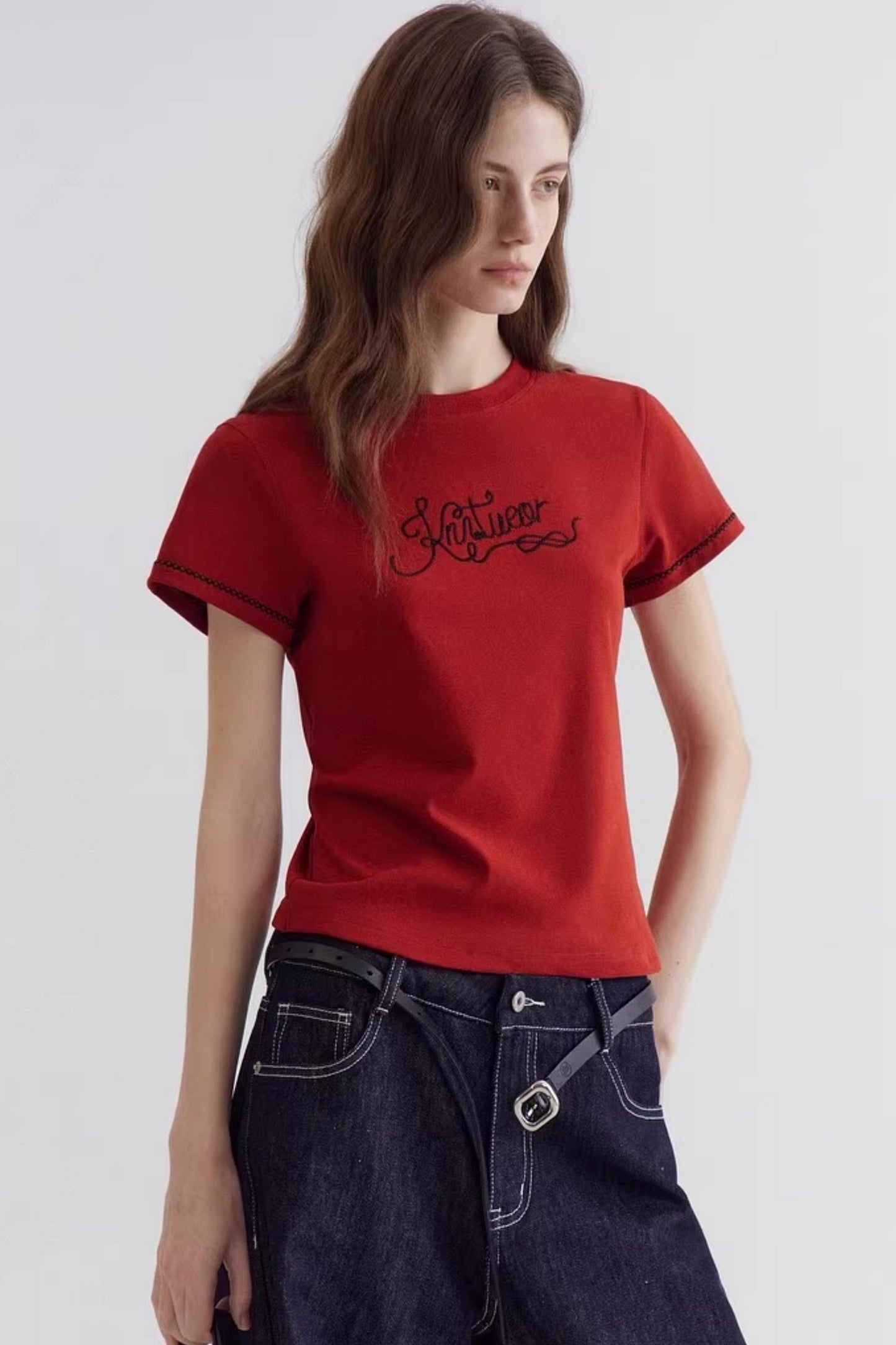Top Rojo Vintage Bordado