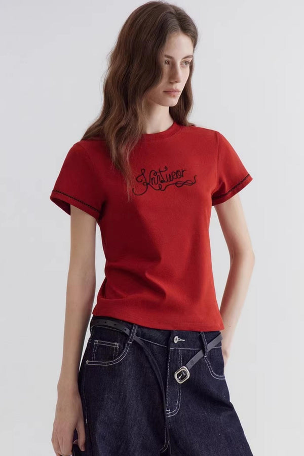 Top Rojo Vintage Bordado