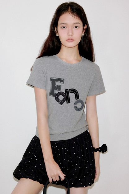Niche Polka Dot Shoulder T-Shirt