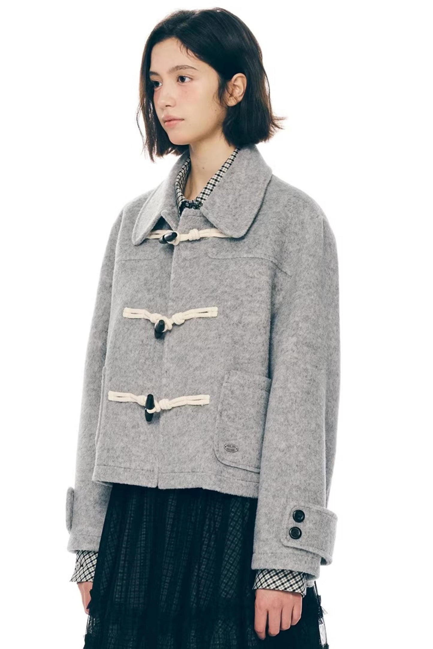 Retro Woolen Horn Button Jacket