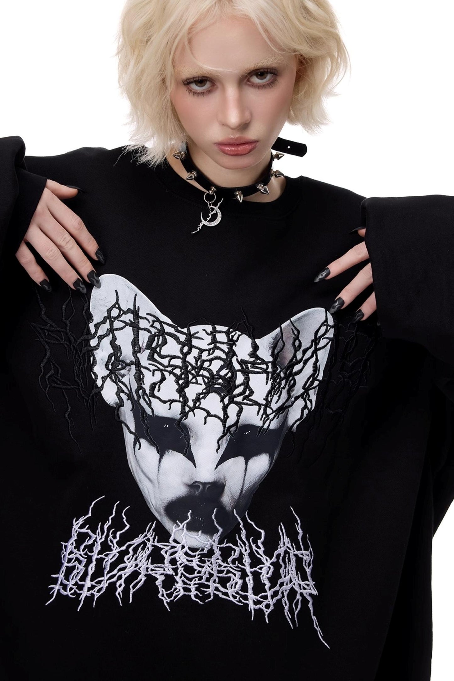 Cat Star Embroidery Sweatshirt