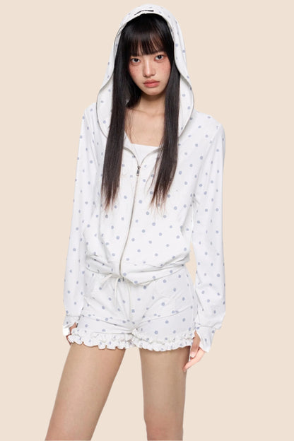 Summer Polka Dot Hoodie Set-Up