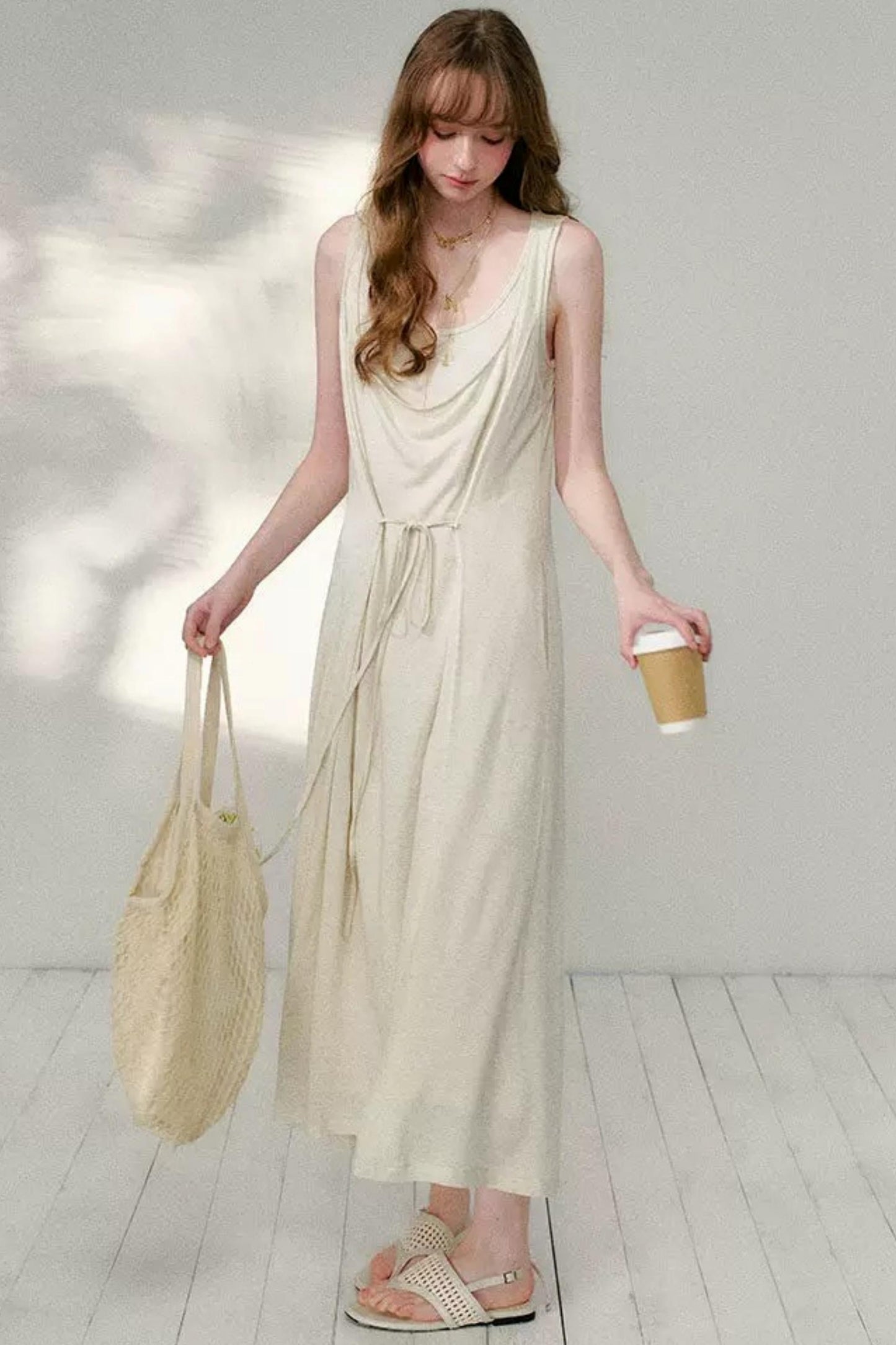 Belted Layered Maxi Dress