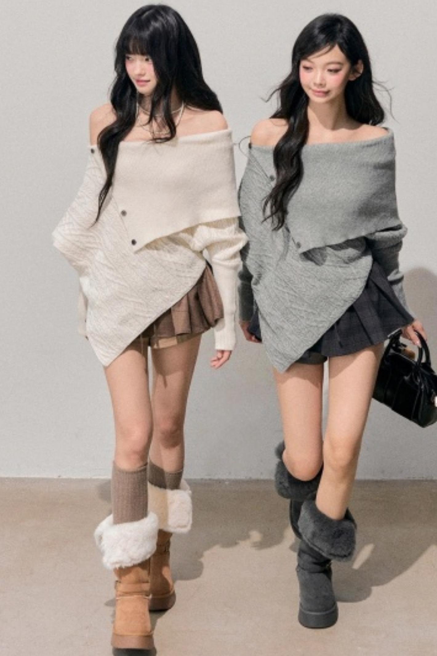 Asymmetrical French Cable Sweater