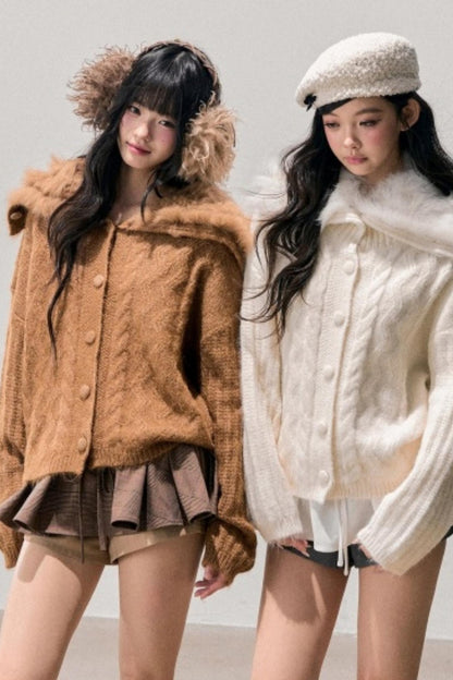 Fox Fur Knit Cardigan