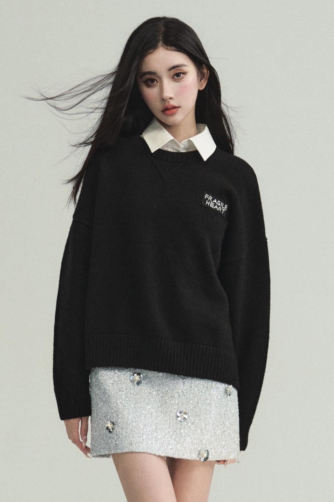 Fragileheart fragile store - Falling Star High School Koreanisch faul Atmosphäre Pullover lose geschichteten Top