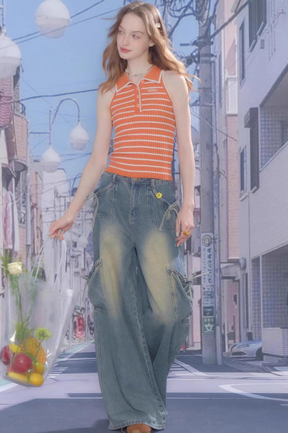 Retro Striped Knit Top