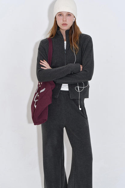 Elastic Waist Wool Blend Slacks