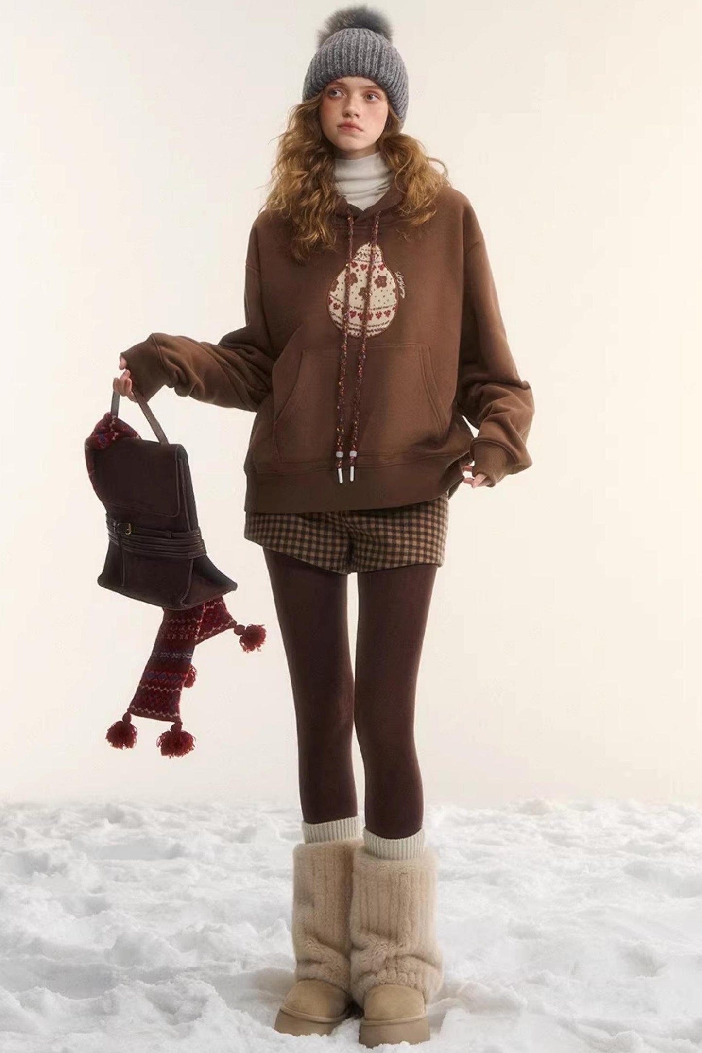 Brushed Fair Isle Hooded Top