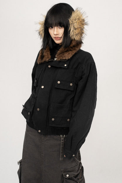 Autumn Black Vintage Cotton Jacket