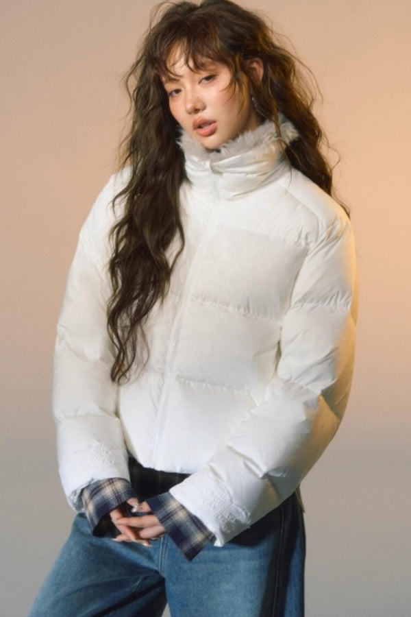 Fur Collar Patchwork Short down Jacket