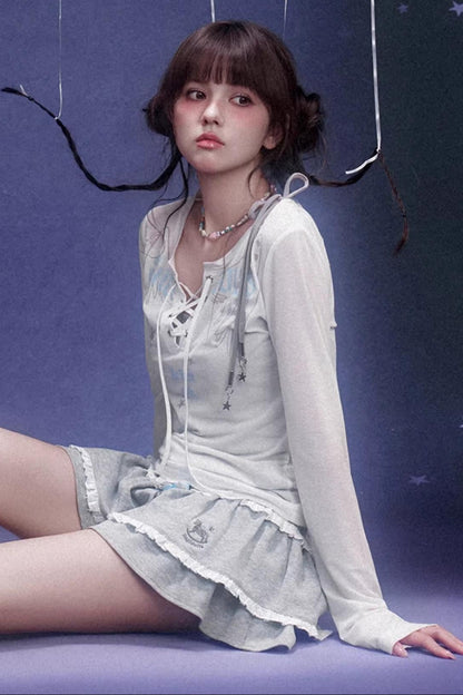 Sweet Grey Tiered Skirt